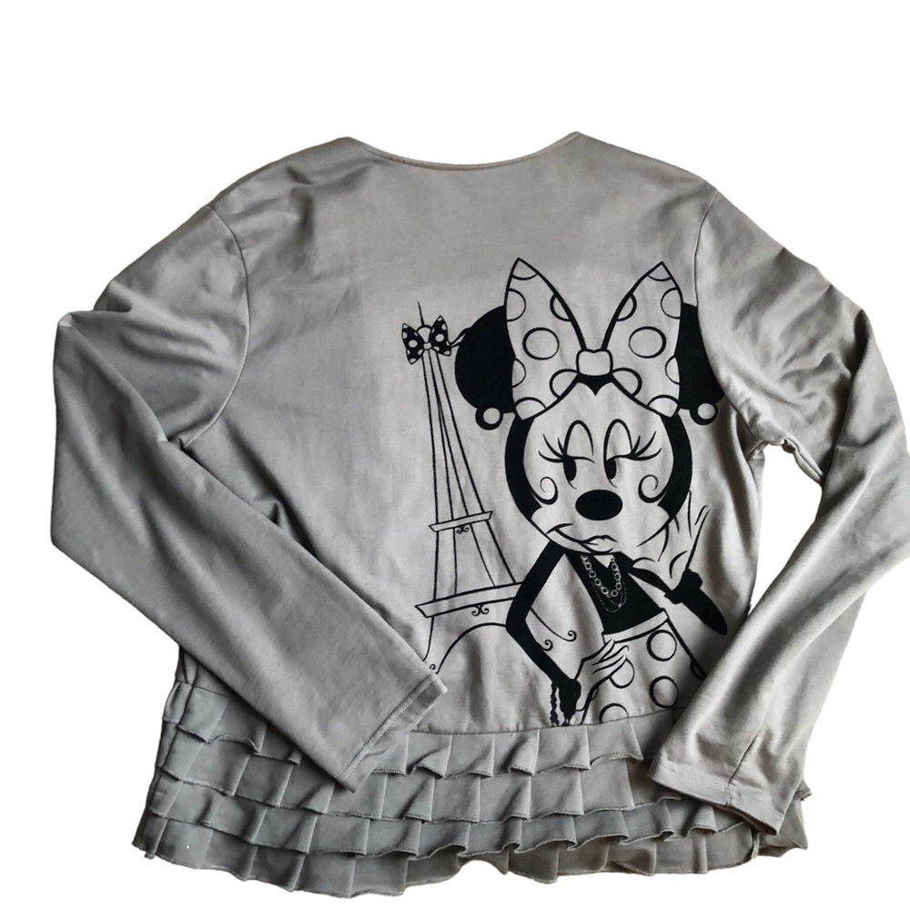 Disney Parks Minnie Mouse Full Zip Sweatshirt Sz. XL Gray Eiffel Tower Ruffles